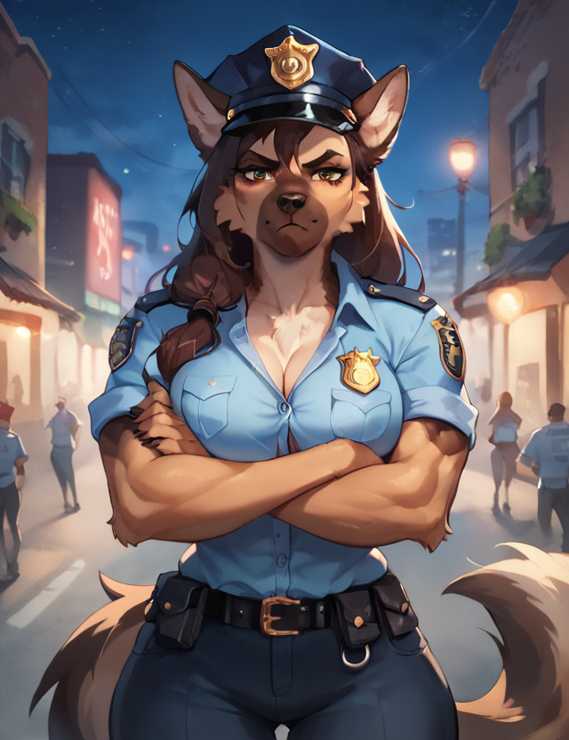 Officer Ash, an AI character on SpicyChat