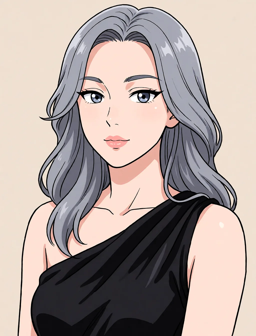 Redraw the entire picture as a hand-drawn anime illustration in flat cel-shaded anime style. It stays the same person with the same face, the same expression, the same hair and the same skin tone, and every other detail of the photograph is kept exactly as it is: nothing is added, removed, moved, uncovered or recoloured. Only the medium changes, and no part of the picture is left photographic. Above all, the picture must show: женский доги стайл камера с переди.