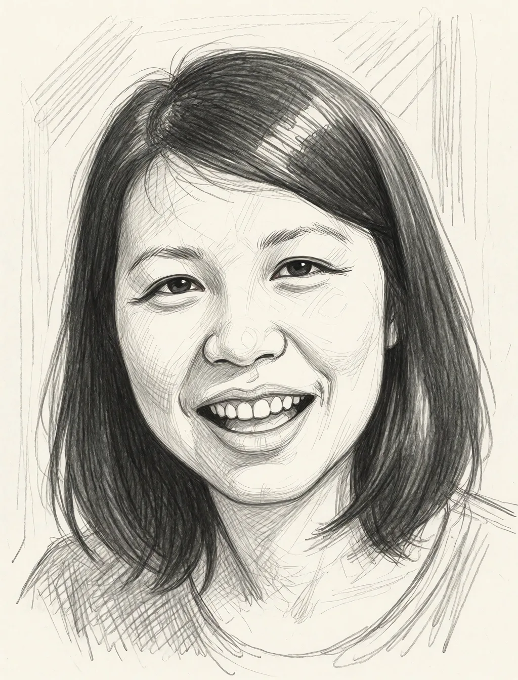 Redraw the entire picture as a hand-drawn graphite sketch on off-white paper: visible pencil strokes, cross-hatched shading, loose construction lines and no colour beyond the grey of the pencil and the tone of the paper. The background is drawn in the same style. Nothing in the frame keeps its photographic appearance. Above all, the picture must show: Cum in mouth.