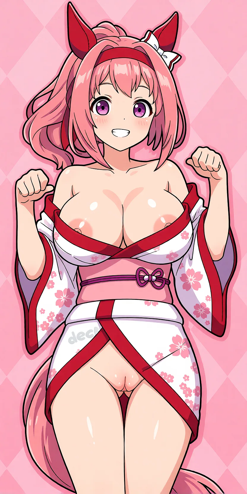 Redraw the entire picture as a hand-drawn anime illustration in flat cel-shaded anime style. It stays the same person with the same face, the same expression, the same hair and the same skin tone, and every other detail of the photograph is kept exactly as it is: nothing is added, removed, moved, uncovered or recoloured. Only the medium changes, and no part of the picture is left photographic. Above all, the picture must show: large_breasts cum_in_pussy undressing.