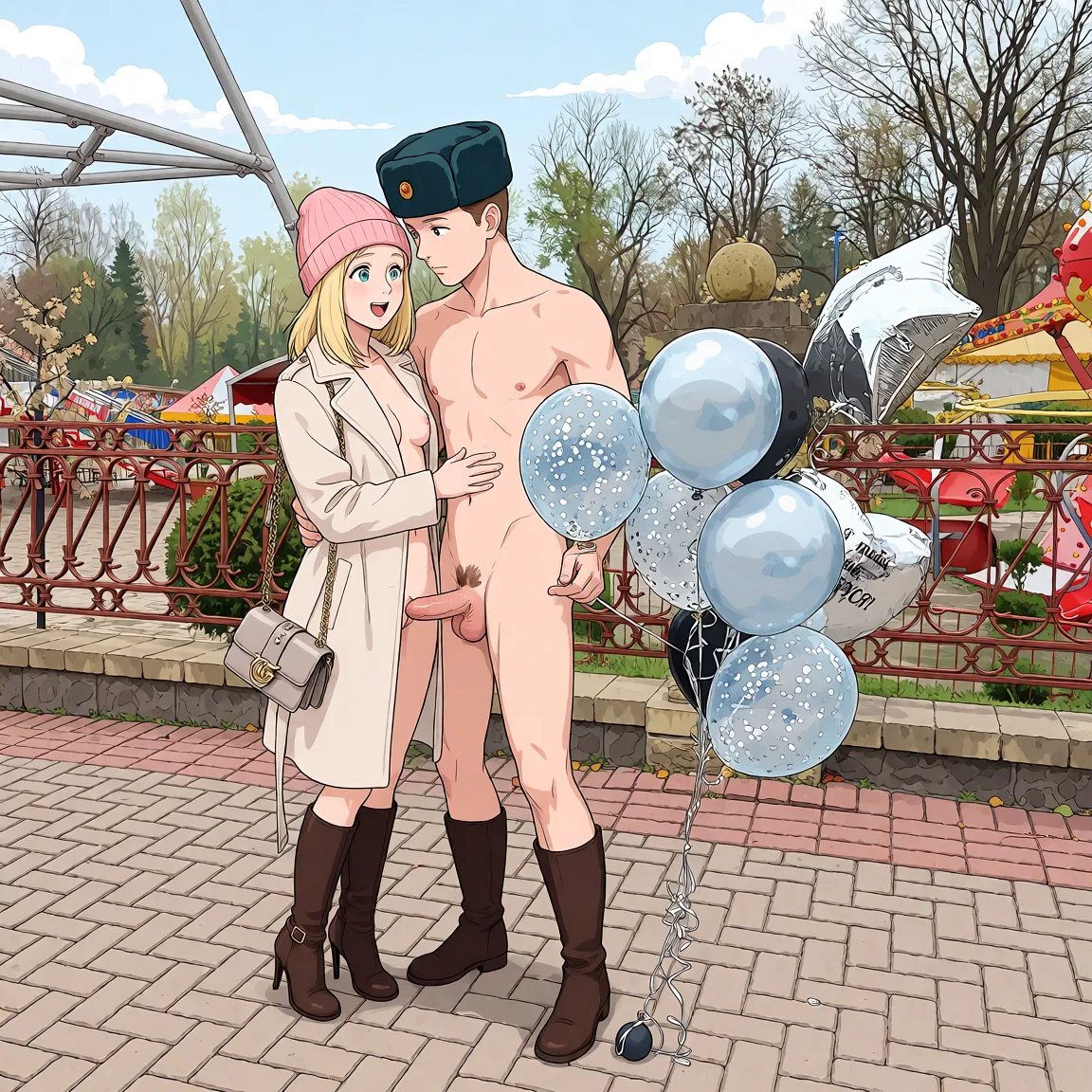 Redraw the entire picture as a hand-drawn anime illustration in flat cel-shaded anime style. It stays the same person with the same face, the same expression, the same hair and the same skin tone, and every other detail of the photograph is kept exactly as it is: nothing is added, removed, moved, uncovered or recoloured. Only the medium changes, and no part of the picture is left photographic. Above all, the picture must show: Сохраните оригинальное лицо точно так, как показано на референсном изображении.Сохраните позу человека без изменений.Замените текущую одежду на безодежды.пара занимается сексом.