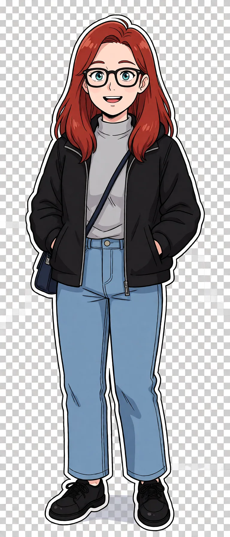 Redraw the entire picture as a hand-drawn anime illustration in flat cel-shaded anime style. It stays the same person with the same face, the same expression, the same hair and the same skin tone, and every other detail of the photograph is kept exactly as it is: nothing is added, removed, moved, uncovered or recoloured. Only the medium changes, and no part of the picture is left photographic. Above all, the picture must show: missionary.