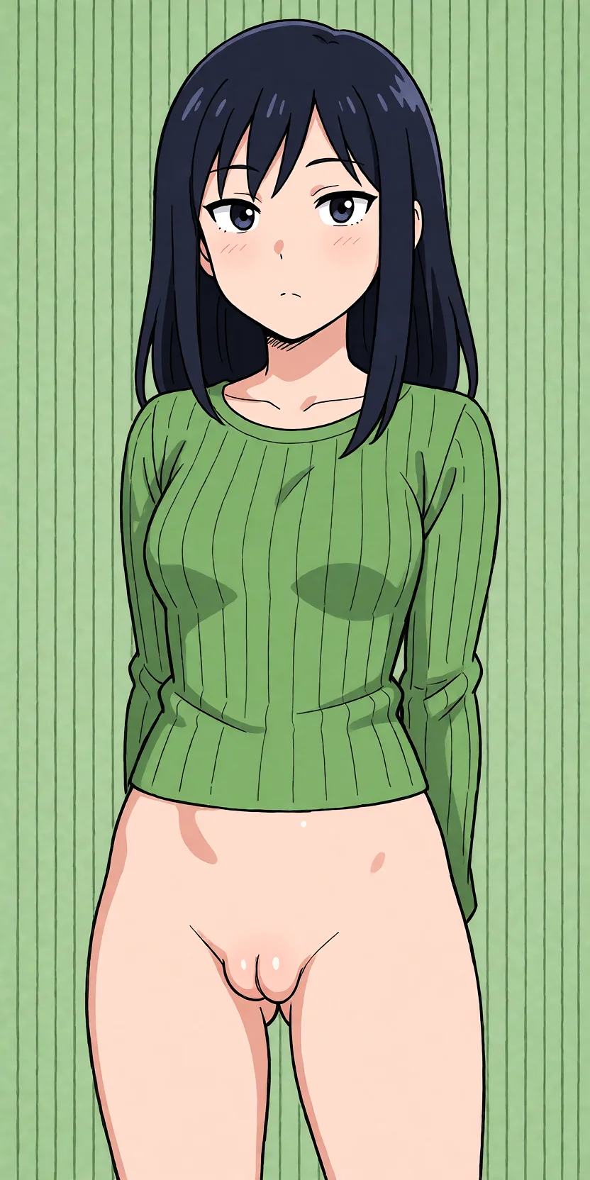 Redraw the entire picture as a hand-drawn anime illustration in flat cel-shaded anime style. It stays the same person with the same face, the same expression, the same hair and the same skin tone, and every other detail of the photograph is kept exactly as it is: nothing is added, removed, moved, uncovered or recoloured. Only the medium changes, and no part of the picture is left photographic. Above all, the picture must show: Buttplug.