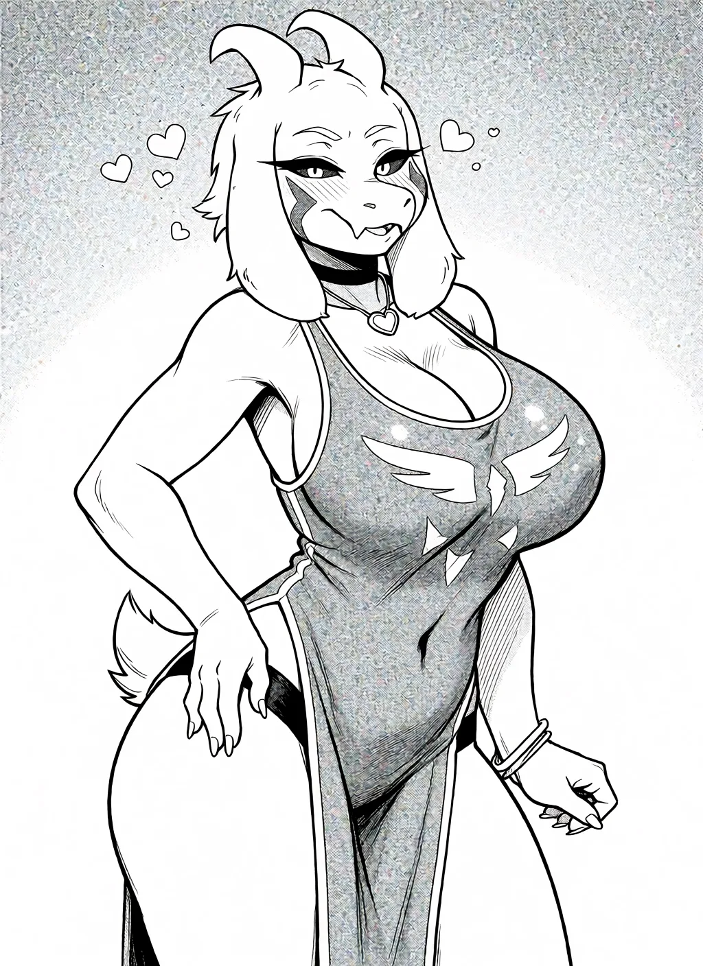 Redraw the entire picture as a black and white manga page: crisp black ink line art, no colour anywhere, flat halftone screentone shading, hatched shadows and clean white highlights, in the look of a printed manga panel. The background is drawn in the same style. Nothing in the frame keeps its photographic appearance. Above all, the picture must show: bigger boobs and butt in small tank top and underwear.