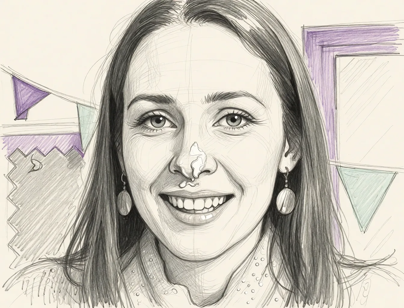 Redraw the entire picture as a hand-drawn graphite sketch on off-white paper: visible pencil strokes, cross-hatched shading, loose construction lines and no colour beyond the grey of the pencil and the tone of the paper. The background is drawn in the same style. Nothing in the frame keeps its photographic appearance. Above all, the picture must show: nude.