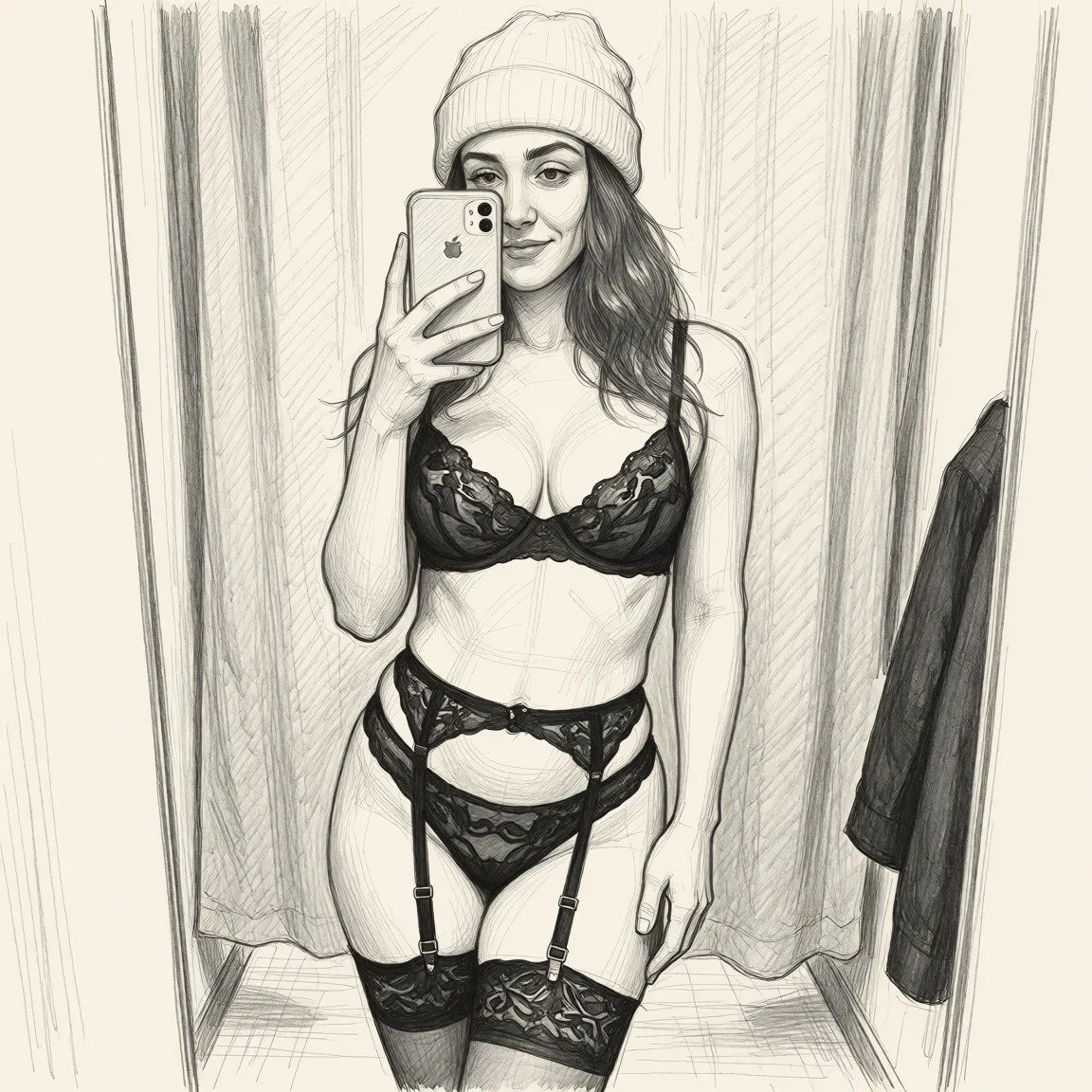 Redraw the entire picture as a hand-drawn graphite sketch on off-white paper: visible pencil strokes, cross-hatched shading, loose construction lines and no colour beyond the grey of the pencil and the tone of the paper. The background is drawn in the same style. Nothing in the frame keeps its photographic appearance. Above all, the picture must show: Жёстко выебал в жопу.