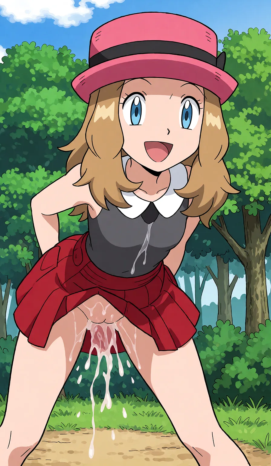 Redraw the entire picture as a hand-drawn anime illustration in flat cel-shaded anime style. It stays the same person with the same face, the same expression, the same hair and the same skin tone, and every other detail of the photograph is kept exactly as it is: nothing is added, removed, moved, uncovered or recoloured. Only the medium changes, and no part of the picture is left photographic. Above all, the picture must show: bent over, ahegao, fucked doggystyle.