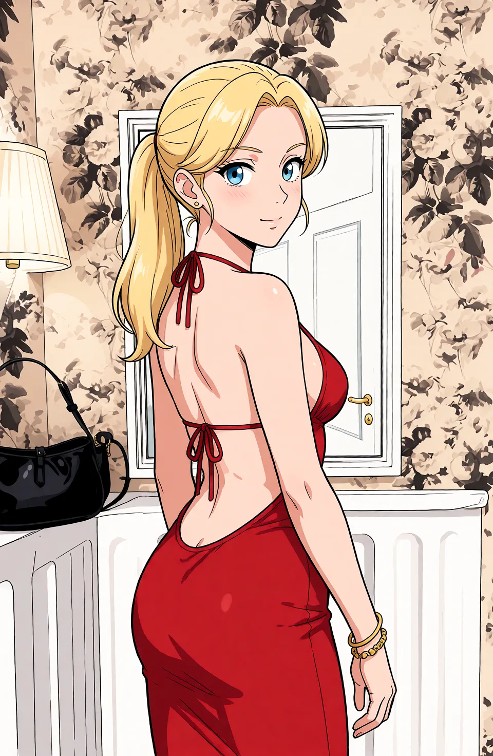 Redraw the entire picture as a hand-drawn anime illustration in flat cel-shaded anime style. It stays the same person with the same face, the same expression, the same hair and the same skin tone, and every other detail of the photograph is kept exactly as it is: nothing is added, removed, moved, uncovered or recoloured. Only the medium changes, and no part of the picture is left photographic. Above all, the picture must show: bikini.