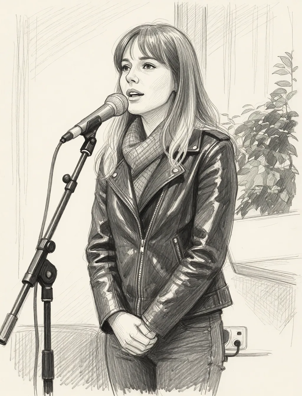 Redraw the entire picture as a hand-drawn graphite sketch on off-white paper: visible pencil strokes, cross-hatched shading, loose construction lines and no colour beyond the grey of the pencil and the tone of the paper. The background is drawn in the same style. Nothing in the frame keeps its photographic appearance. Above all, the picture must show: Nothing on, sex on top.