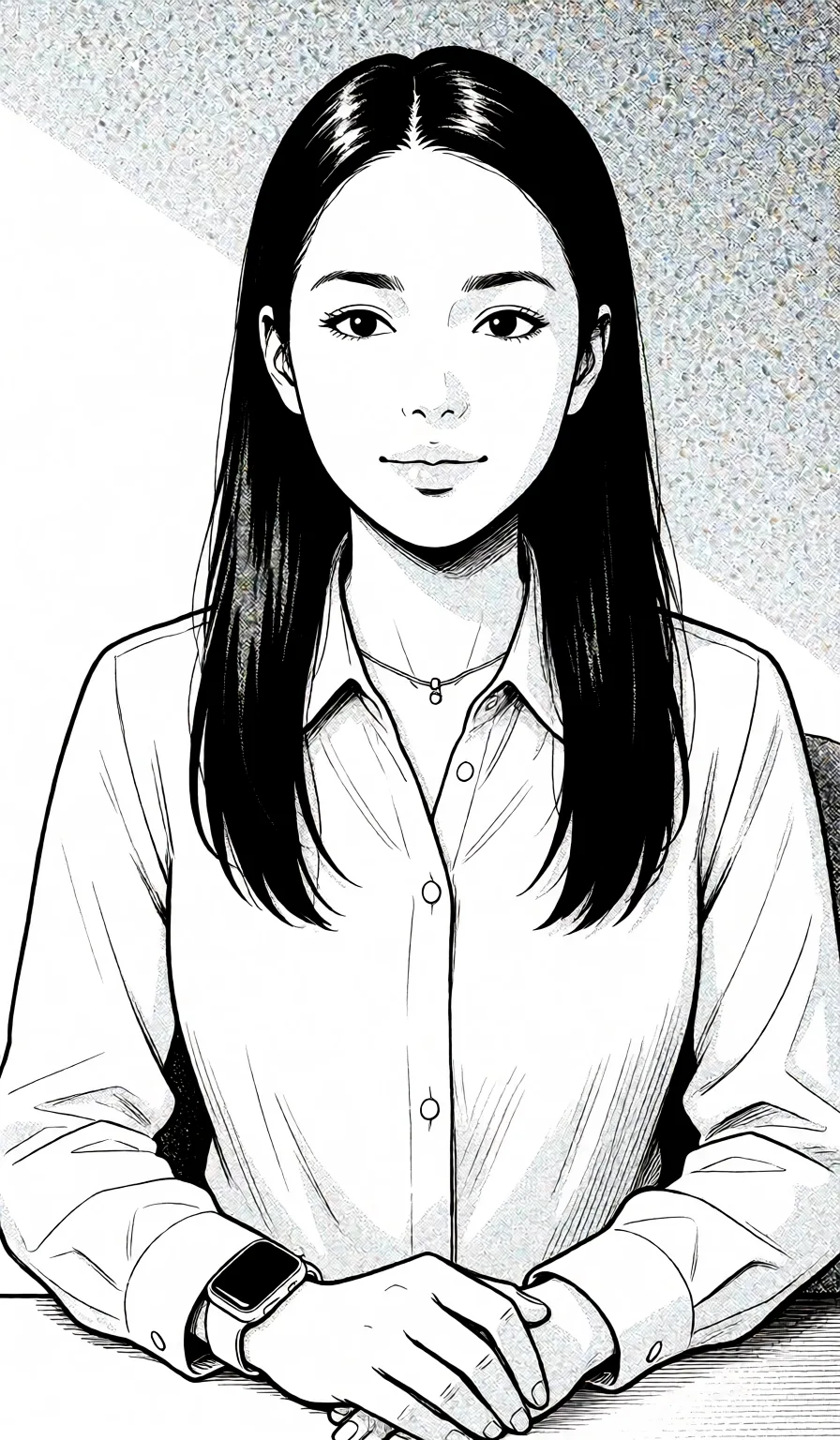 Redraw the entire picture as a black and white manga page: crisp black ink line art, no colour anywhere, flat halftone screentone shading, hatched shadows and clean white highlights, in the look of a printed manga panel. The background is drawn in the same style. Nothing in the frame keeps its photographic appearance. Above all, the picture must show: Naked original.