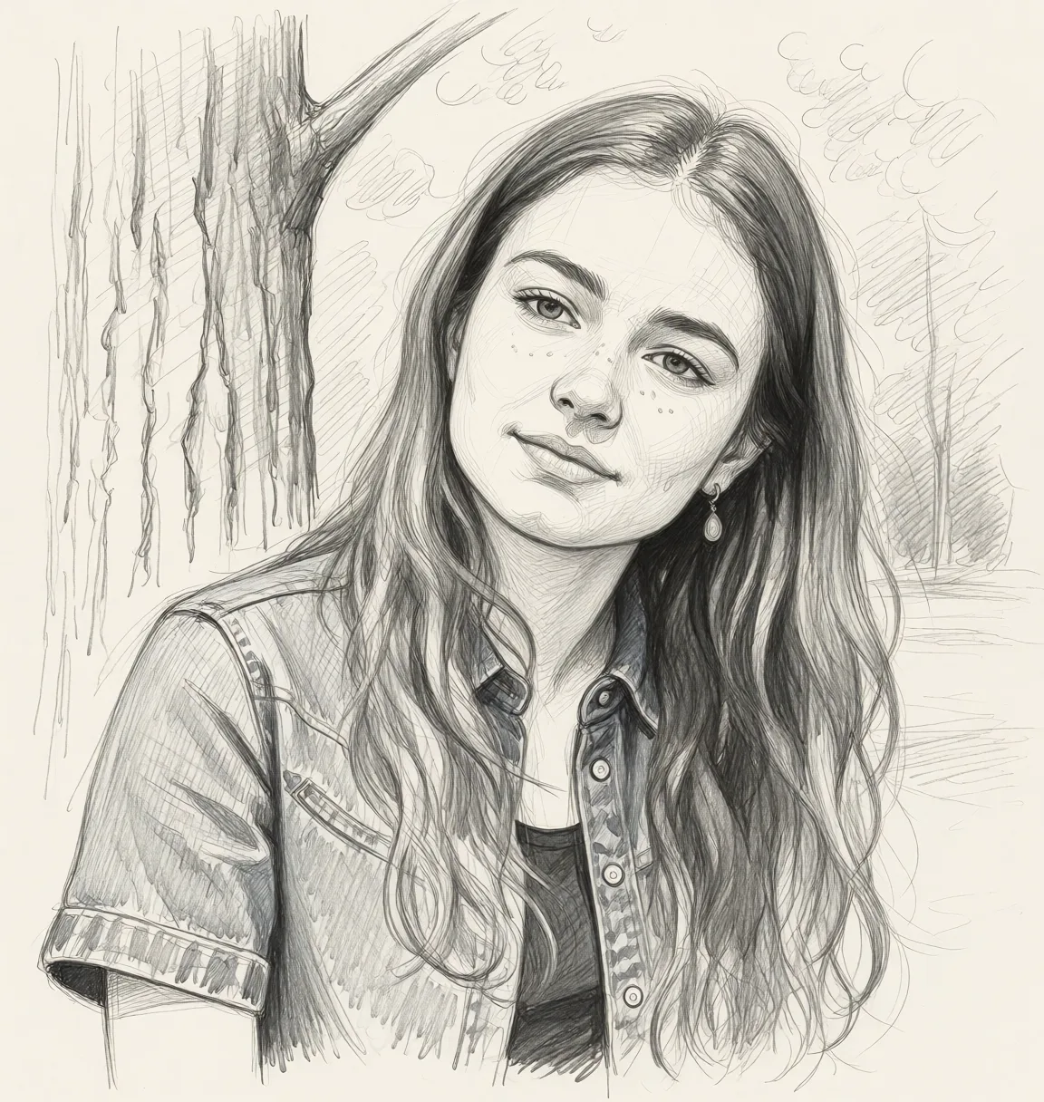 Redraw the entire picture as a hand-drawn graphite sketch on off-white paper: visible pencil strokes, cross-hatched shading, loose construction lines and no colour beyond the grey of the pencil and the tone of the paper. The background is drawn in the same style. Nothing in the frame keeps its photographic appearance. Above all, the picture must show: fingering.