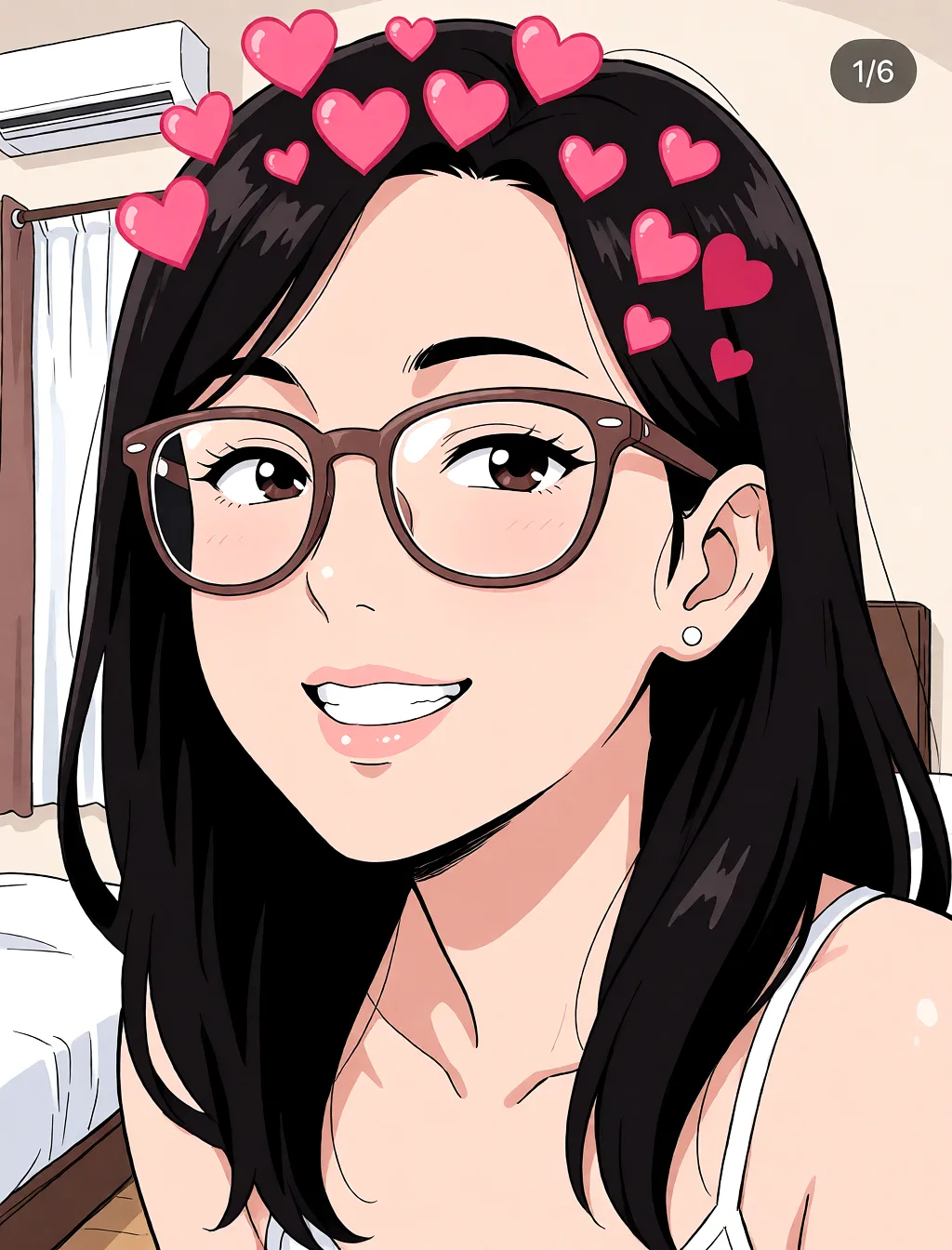 Redraw the entire picture as a hand-drawn anime illustration in flat cel-shaded anime style. It stays the same person with the same face, the same expression, the same hair and the same skin tone, and every other detail of the photograph is kept exactly as it is: nothing is added, removed, moved, uncovered or recoloured. Only the medium changes, and no part of the picture is left photographic. Above all, the picture must show: Squirt.