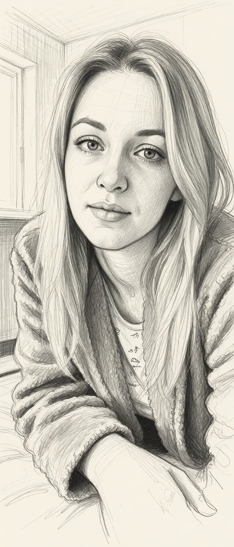 Redraw the entire picture as a hand-drawn graphite sketch on off-white paper: visible pencil strokes, cross-hatched shading, loose construction lines and no colour beyond the grey of the pencil and the tone of the paper. The background is drawn in the same style. Nothing in the frame keeps its photographic appearance. Above all, the picture must show: Сосет член.