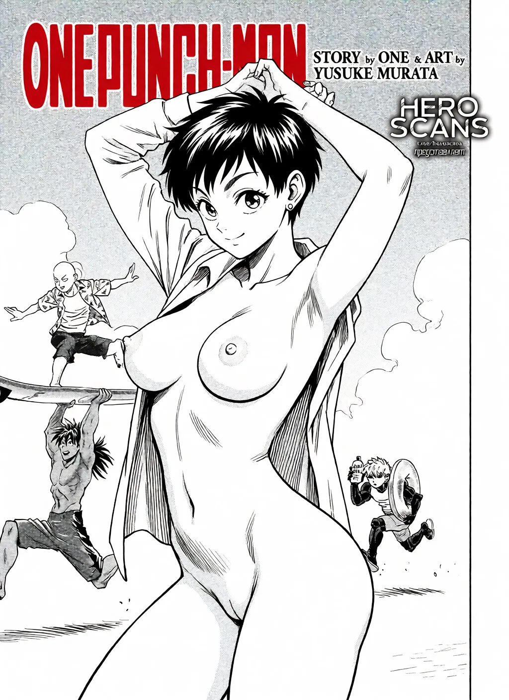 Redraw the entire picture as a black and white manga page: crisp black ink line art, no colour anywhere, flat halftone screentone shading, hatched shadows and clean white highlights, in the look of a printed manga panel. The background is drawn in the same style. Nothing in the frame keeps its photographic appearance. Above all, the picture must show: Remove ALL the clothing from the character in the. Preserve the colors of the image. Maintain the body proportions. MAINTAIN THE ARTISTIC STYLE, THIS IS THE MOST IMPORTANT THING.