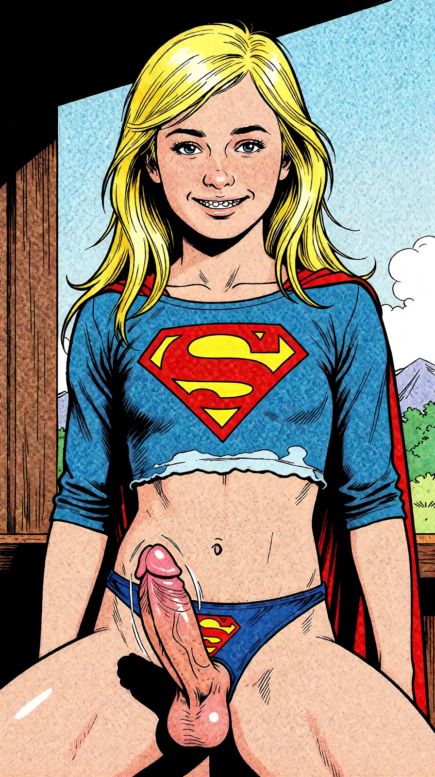 Redraw the entire picture as western comic-book art: heavy black inked outlines, hard-edged cel shading, limited high-contrast colour and visible halftone dot texture. The background is drawn in the same style. Nothing in the frame keeps its photographic appearance. Above all, the picture must show: missionary.
