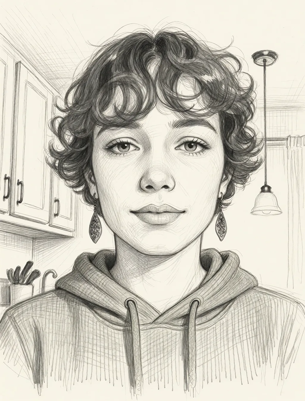 Redraw the entire picture as a hand-drawn graphite sketch on off-white paper: visible pencil strokes, cross-hatched shading, loose construction lines and no colour beyond the grey of the pencil and the tone of the paper. The background is drawn in the same style. Nothing in the frame keeps its photographic appearance. Above all, the picture must show: Deepthroat.
