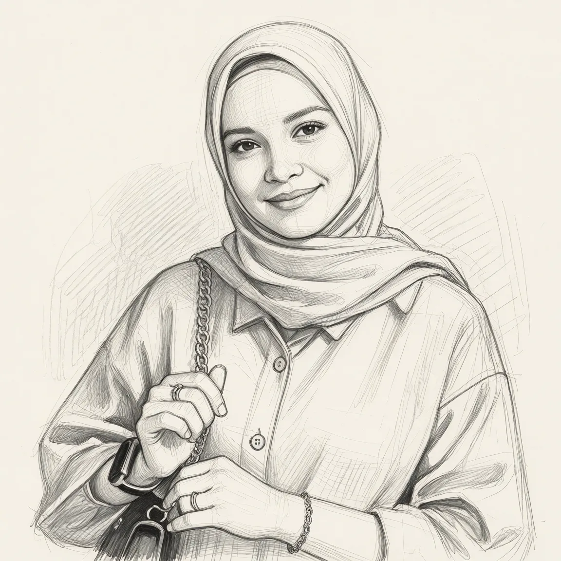Redraw the entire picture as a hand-drawn graphite sketch on off-white paper: visible pencil strokes, cross-hatched shading, loose construction lines and no colour beyond the grey of the pencil and the tone of the paper. The background is drawn in the same style. Nothing in the frame keeps its photographic appearance. Above all, the picture must show: nude.
