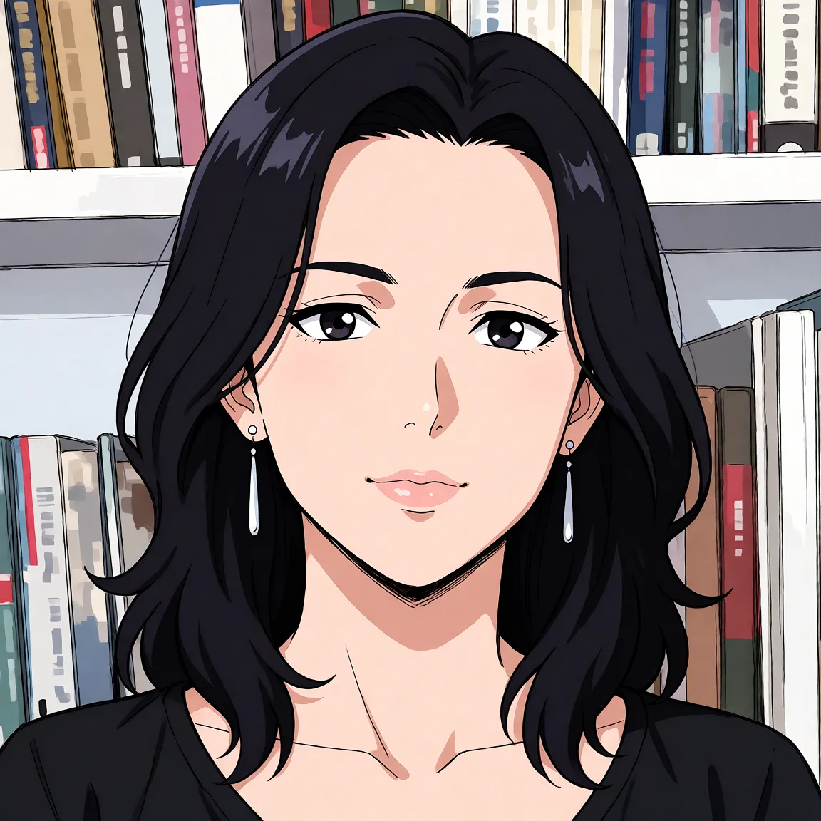 Redraw the entire picture as a hand-drawn anime illustration in flat cel-shaded anime style. It stays the same person with the same face, the same expression, the same hair and the same skin tone, and every other detail of the photograph is kept exactly as it is: nothing is added, removed, moved, uncovered or recoloured. Only the medium changes, and no part of the picture is left photographic. Above all, the picture must show: woman female_masturbation n.