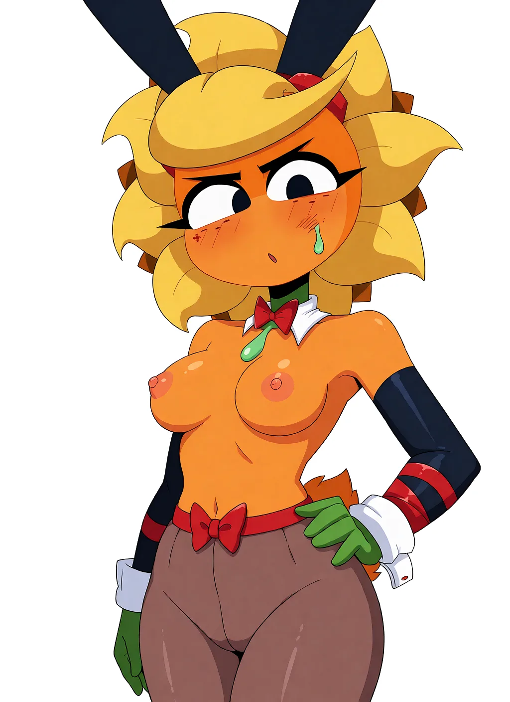 Redraw the entire picture as a hand-drawn anime illustration in flat cel-shaded anime style. It stays the same person with the same face, the same expression, the same hair and the same skin tone, and every other detail of the photograph is kept exactly as it is: nothing is added, removed, moved, uncovered or recoloured. Only the medium changes, and no part of the picture is left photographic. Above all, the picture must show: раздень ее полностью.