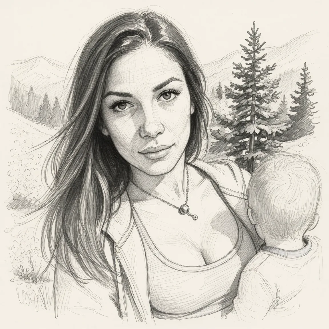 Redraw the entire picture as a hand-drawn graphite sketch on off-white paper: visible pencil strokes, cross-hatched shading, loose construction lines and no colour beyond the grey of the pencil and the tone of the paper. The background is drawn in the same style. Nothing in the frame keeps its photographic appearance. Above all, the picture must show: Open Ass lingerie.