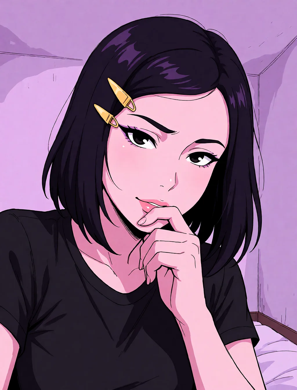 Redraw the entire picture as a hand-drawn anime illustration in flat cel-shaded anime style. It stays the same person with the same face, the same expression, the same hair and the same skin tone, and every other detail of the photograph is kept exactly as it is: nothing is added, removed, moved, uncovered or recoloured. Only the medium changes, and no part of the picture is left photographic. Above all, the picture must show: Прыгает на члене NFSW PORN.