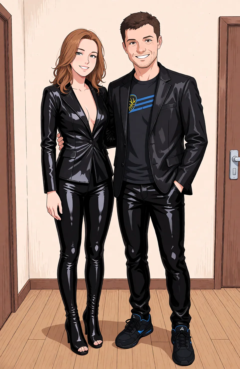 Redraw the entire picture as a hand-drawn anime illustration in flat cel-shaded anime style. It stays the same person with the same face, the same expression, the same hair and the same skin tone, and every other detail of the photograph is kept exactly as it is: nothing is added, removed, moved, uncovered or recoloured. Only the medium changes, and no part of the picture is left photographic. Above all, the picture must show: девушка гололая.