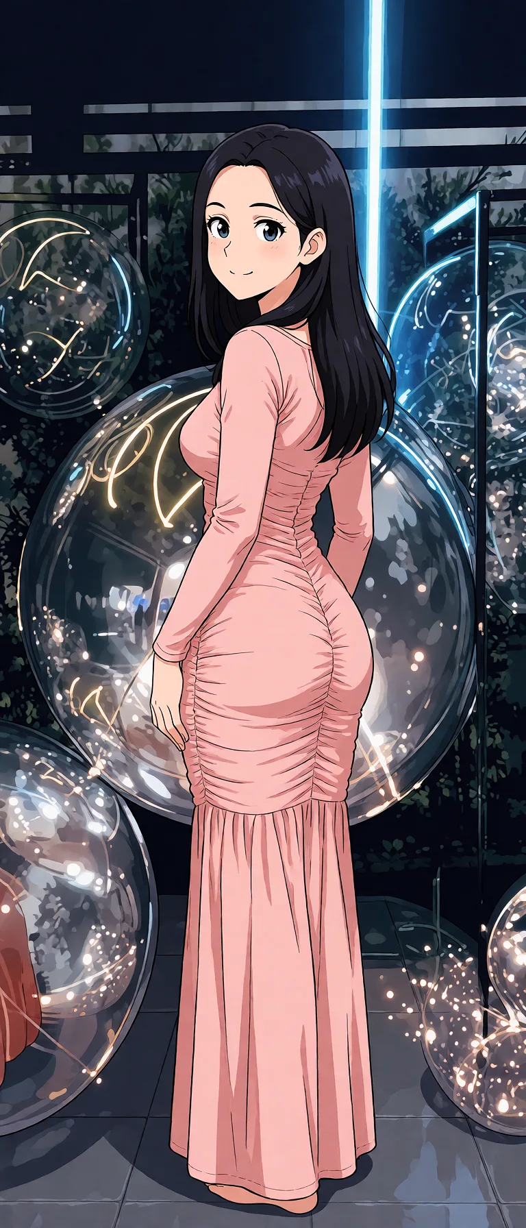 Redraw the entire picture as a hand-drawn anime illustration in flat cel-shaded anime style. It stays the same person with the same face, the same expression, the same hair and the same skin tone, and every other detail of the photograph is kept exactly as it is: nothing is added, removed, moved, uncovered or recoloured. Only the medium changes, and no part of the picture is left photographic. Above all, the picture must show: Naked.