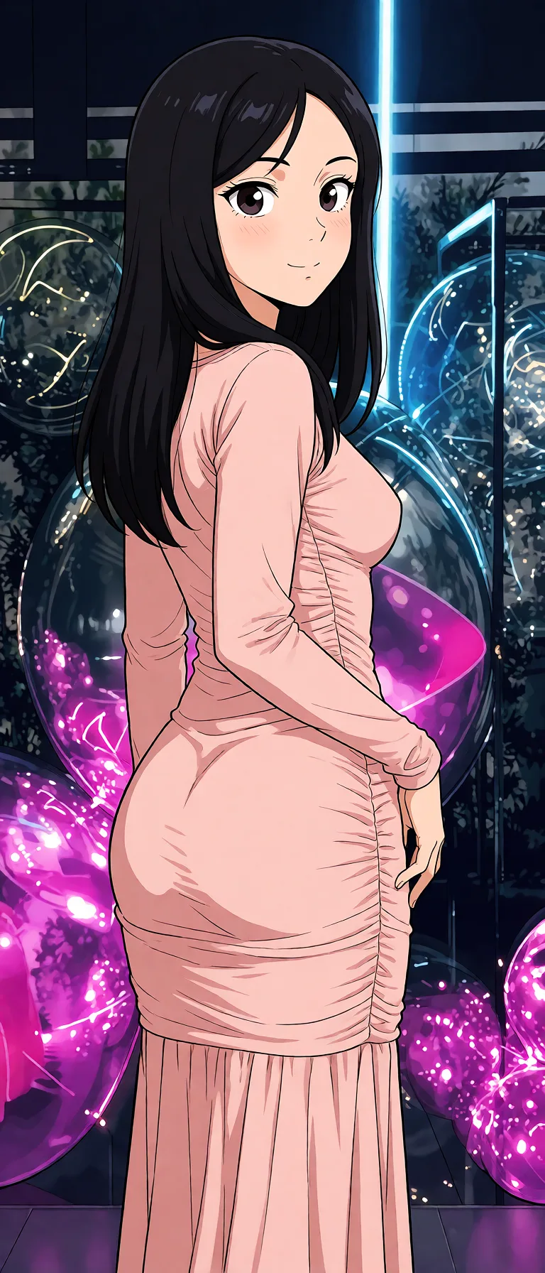 Redraw the entire picture as a hand-drawn anime illustration in flat cel-shaded anime style. It stays the same person with the same face, the same expression, the same hair and the same skin tone, and every other detail of the photograph is kept exactly as it is: nothing is added, removed, moved, uncovered or recoloured. Only the medium changes, and no part of the picture is left photographic. Above all, the picture must show: NAKED.