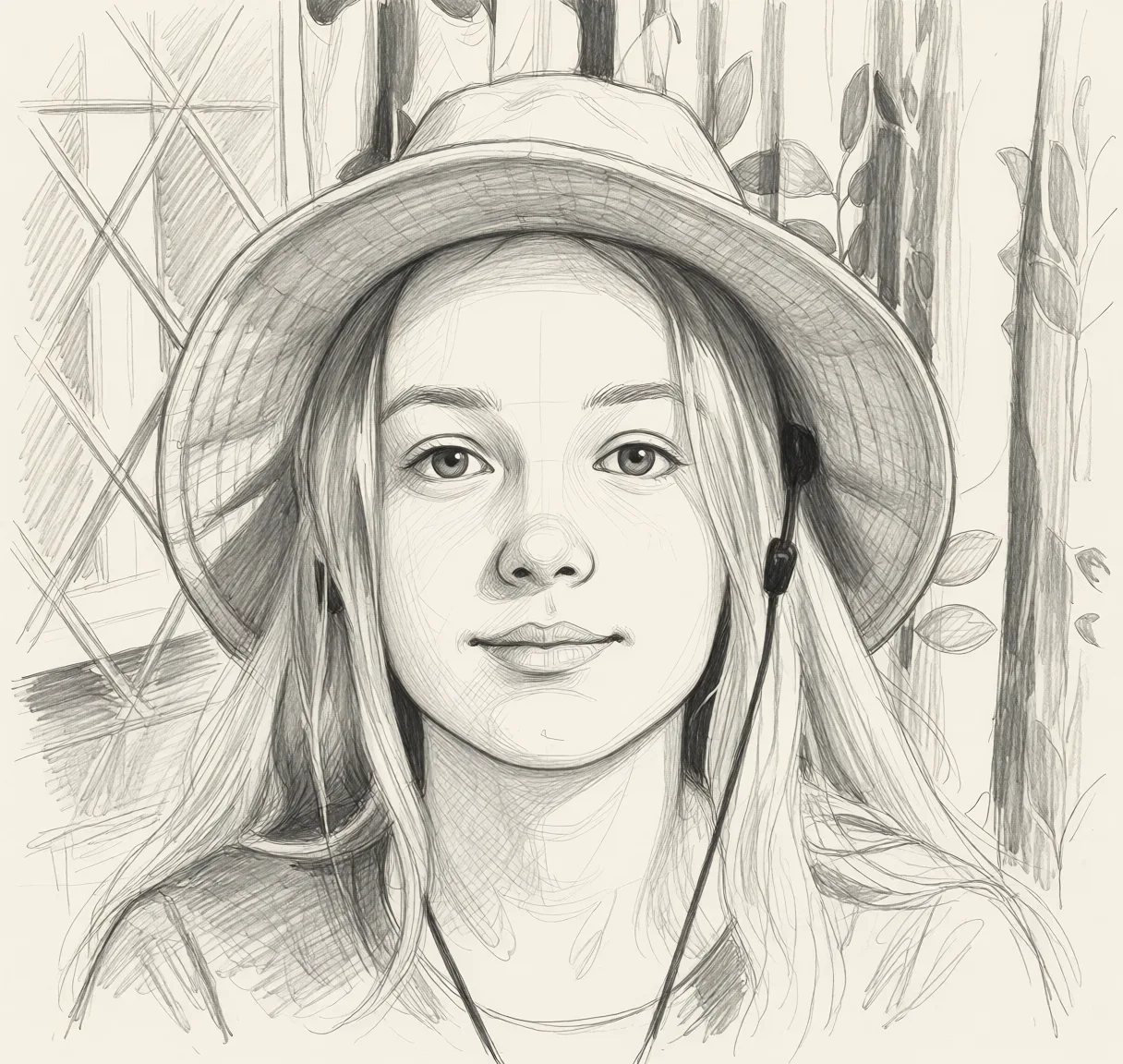 Redraw the entire picture as a hand-drawn graphite sketch on off-white paper: visible pencil strokes, cross-hatched shading, loose construction lines and no colour beyond the grey of the pencil and the tone of the paper. The background is drawn in the same style. Nothing in the frame keeps its photographic appearance. Above all, the picture must show: gangbang.