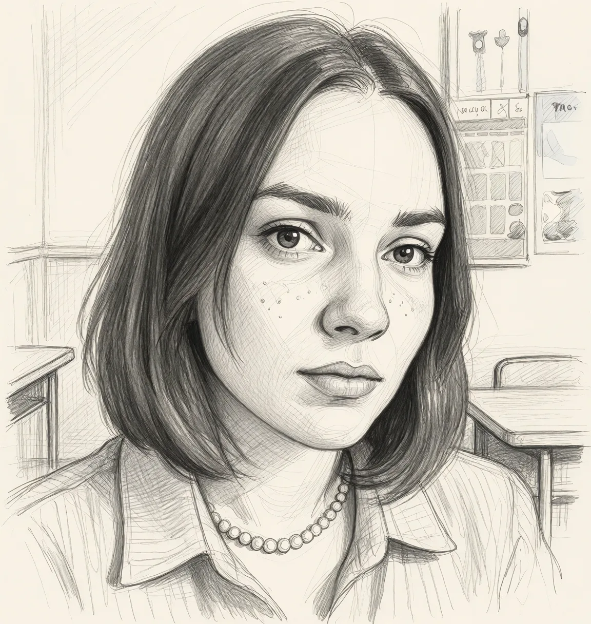 Redraw the entire picture as a hand-drawn graphite sketch on off-white paper: visible pencil strokes, cross-hatched shading, loose construction lines and no colour beyond the grey of the pencil and the tone of the paper. The background is drawn in the same style. Nothing in the frame keeps its photographic appearance. Above all, the picture must show: gangbang.