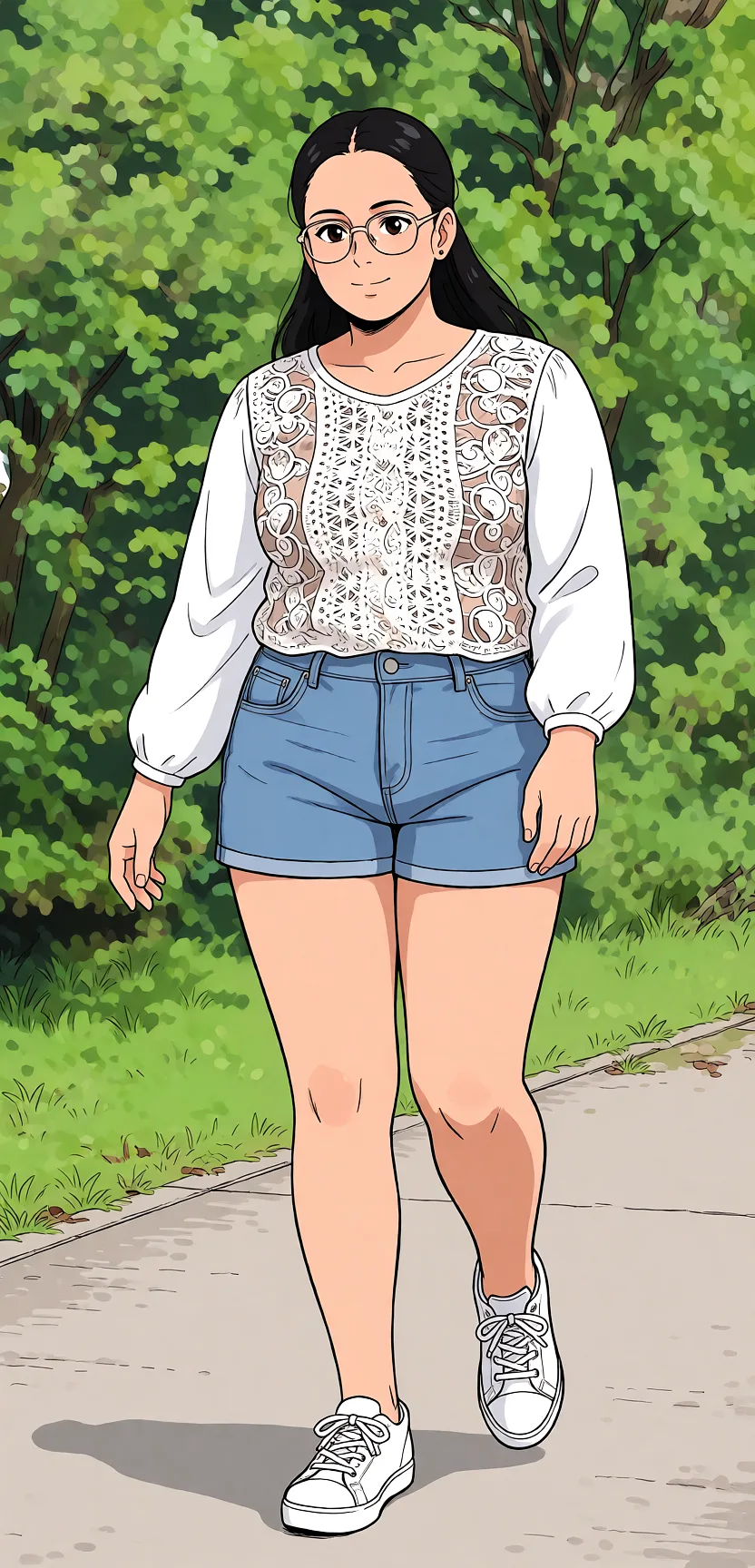 Redraw the entire picture as a hand-drawn anime illustration in flat cel-shaded anime style. It stays the same person with the same face, the same expression, the same hair and the same skin tone, and every other detail of the photograph is kept exactly as it is: nothing is added, removed, moved, uncovered or recoloured. Only the medium changes, and no part of the picture is left photographic. Above all, the picture must show: Naked full_body.
