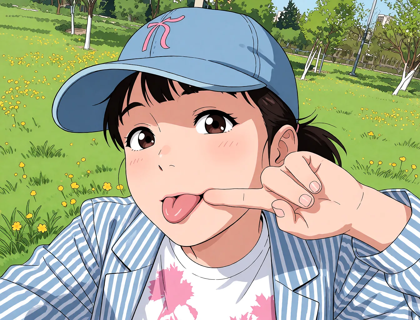 Redraw the entire picture as a hand-drawn anime illustration in flat cel-shaded anime style. It stays the same person with the same face, the same expression, the same hair and the same skin tone, and every other detail of the photograph is kept exactly as it is: nothing is added, removed, moved, uncovered or recoloured. Only the medium changes, and no part of the picture is left photographic. Above all, the picture must show: sex.