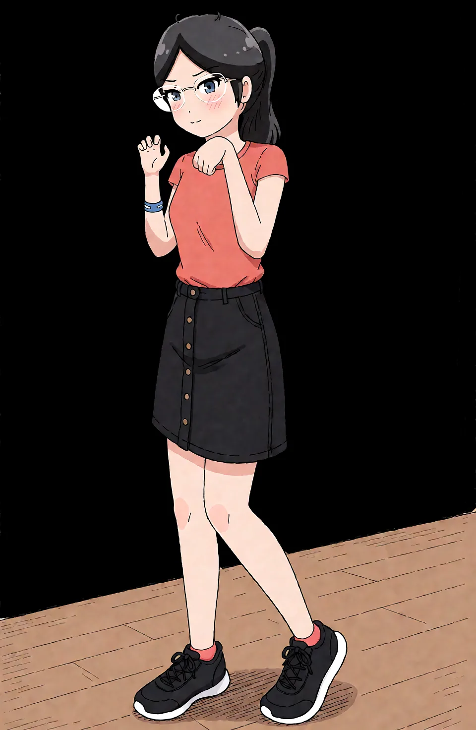 Redraw the entire picture as a hand-drawn anime illustration in flat cel-shaded anime style. It stays the same person with the same face, the same expression, the same hair and the same skin tone, and every other detail of the photograph is kept exactly as it is: nothing is added, removed, moved, uncovered or recoloured. Only the medium changes, and no part of the picture is left photographic. Above all, the picture must show: fix proportions, fix coloring, sexually_suggestive.