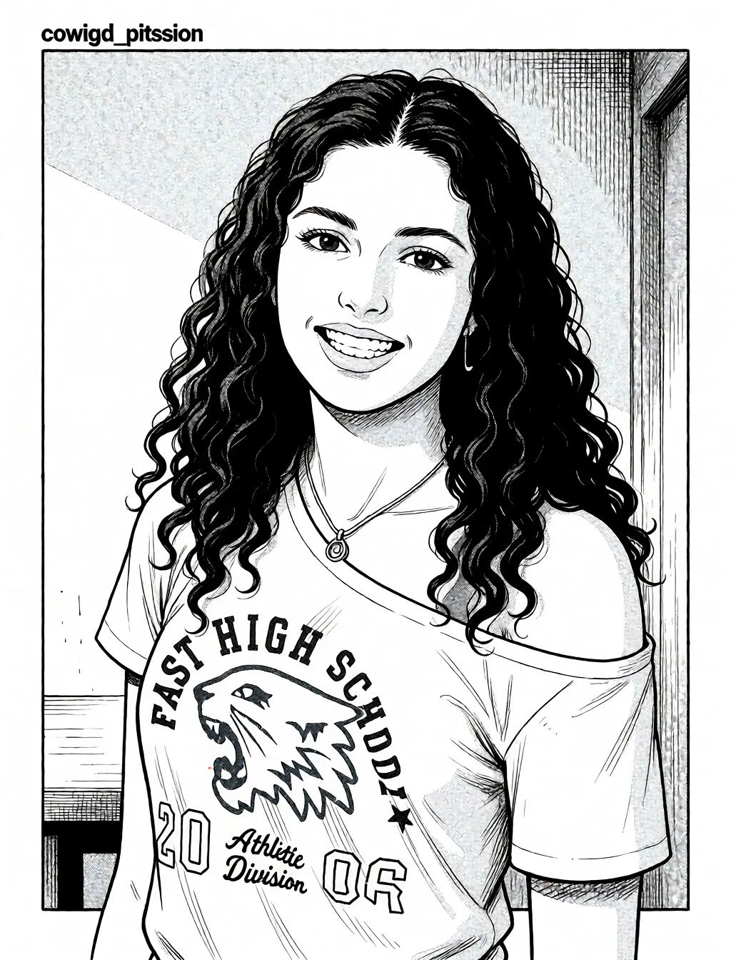 Redraw the entire picture as a black and white manga page: crisp black ink line art, no colour anywhere, flat halftone screentone shading, hatched shadows and clean white highlights, in the look of a printed manga panel. The background is drawn in the same style. Nothing in the frame keeps its photographic appearance. Above all, the picture must show: cowgirl_position.