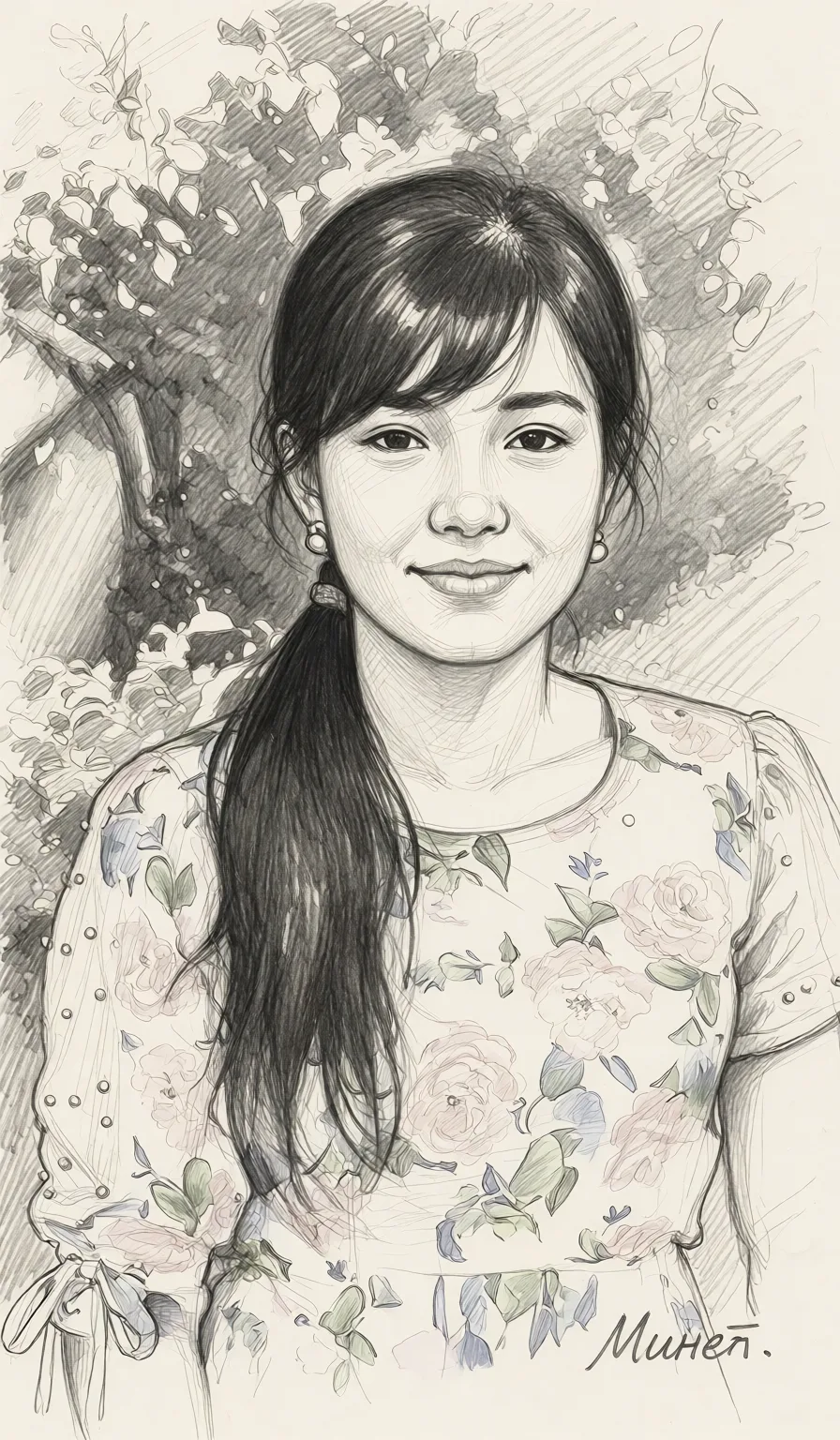 Redraw the entire picture as a hand-drawn graphite sketch on off-white paper: visible pencil strokes, cross-hatched shading, loose construction lines and no colour beyond the grey of the pencil and the tone of the paper. The background is drawn in the same style. Nothing in the frame keeps its photographic appearance. Above all, the picture must show: Минет.