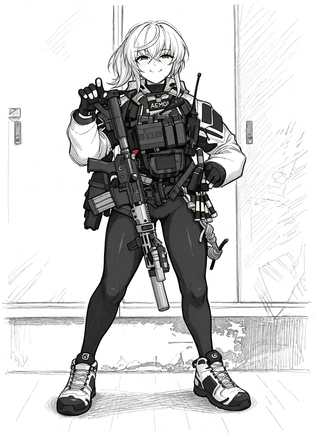 Redraw the entire picture as a hand-drawn anime illustration in flat cel-shaded anime style. It stays the same person with the same face, the same expression, the same hair and the same skin tone, and every other detail of the photograph is kept exactly as it is: nothing is added, removed, moved, uncovered or recoloured. Only the medium changes, and no part of the picture is left photographic. Above all, the picture must show: Sex.