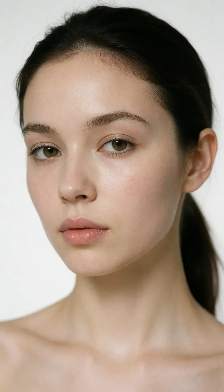 .recreate this exact face: oval, moderate width-to-length, high forehead, balanced proportions; almond shape, dark brown, wide spacing, double eyelids, natural lashes; medium thickness, soft arch, dark brown, natural spacing; straight bridge, rounded tip, symmetrical nostrils, medium base width; full lower lip, moderate upper lip, defined cupid's bow, neutral corners, closed; fair tone, neutral undertone, smooth texture, minimal pores, matte finish; soft cheekbones, rounded jawline, subtle chin projection; 18-25, skin, no visible lines or folds; dyed pale green ends, dark brown roots, chin-length bob, straight texture, center parting; neutral expression, natural face, no glasses. Preserve every facial detail above exactly; do not beautify, slim, symmetrize, or age-shift the face. body type: curvy, soft midsection, average, wide hips, defined waist, soft torso, low definition, wearing lace bralette, black and red floral pattern, thin spaghetti straps, scalloped hem, low-rise panties, dark burgundy, high-cut leg, black, deep red, burgundy, floral lace, elastic synthetic, tight, form-fitting, exposed midriff, soft lighting. Keep the exact body type; do not restyle, recolor, or change garment fit.;. Hyper realism