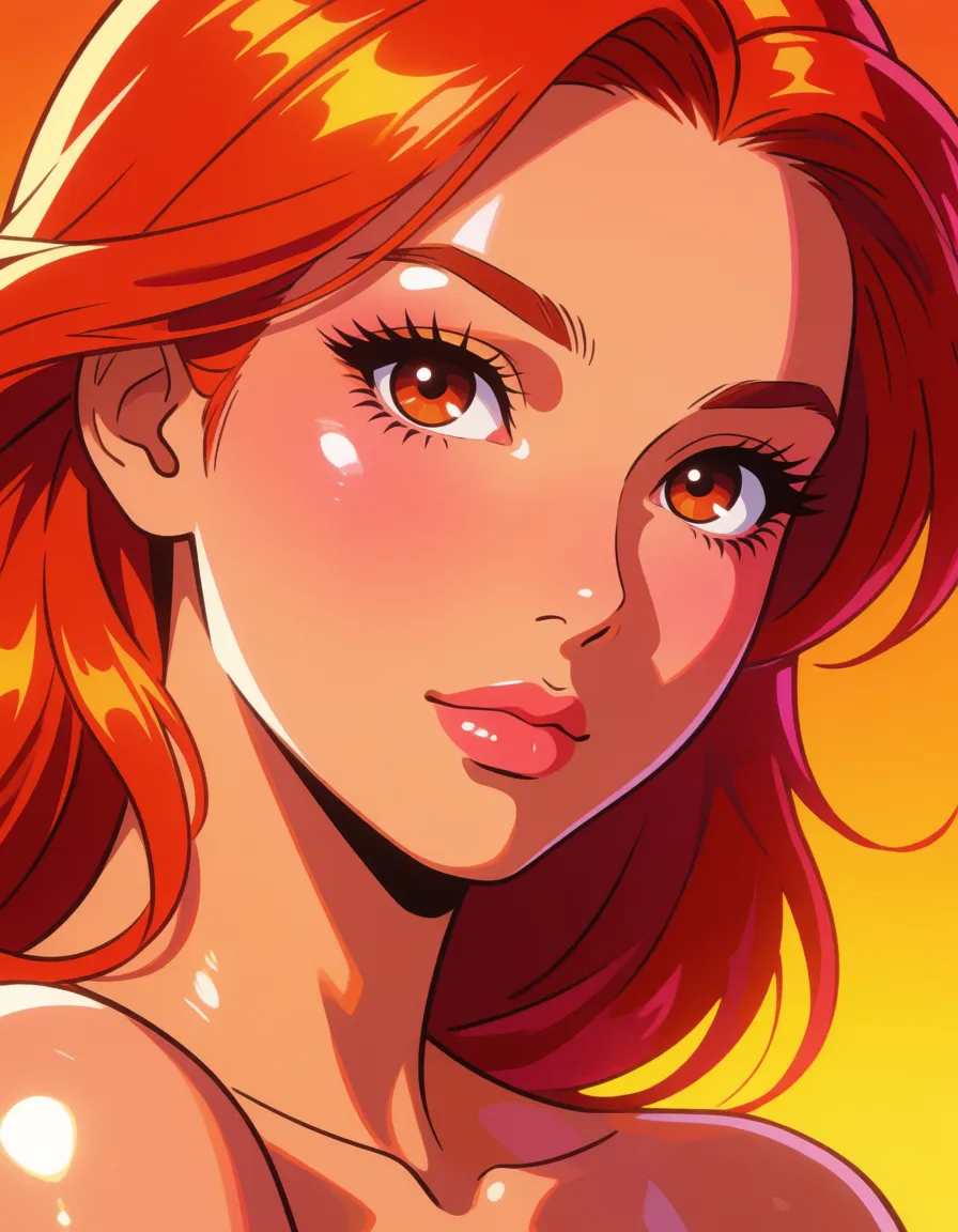hentai anime art, succubus naked pussy, clean lineart, smooth cel shading, glossy highlights, saturated warm colour, drawn illustration, strikingly beautiful, radiant complexion, early twenties