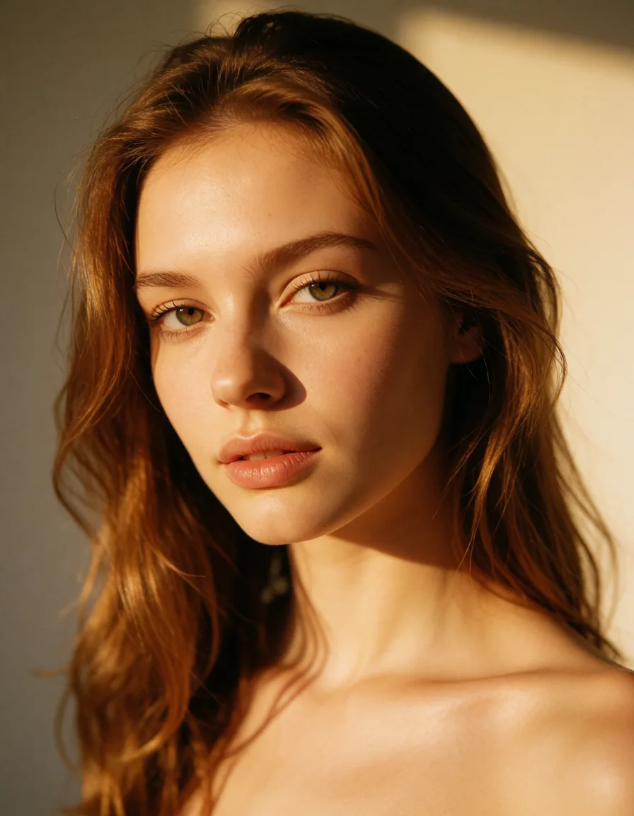 a photograph, Два хуя ебут шлюху, warm golden afternoon daylight, soft natural shadows, warm amber tones, gentle contrast, fine film grain, smooth clear skin, strikingly beautiful, radiant complexion, early twenties