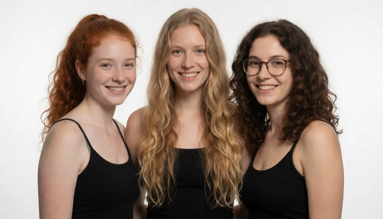a studio photograph, three mates. lily is a 19 years old woman, with wavy red hair and ponytail, with small tits, fair skin and freckles, outie open wet shaved pussy. elle, woman 19 years old with very long wavy blonde hair and medium tits, shaved opened pussy. sophie is 19 years old brunette caucasian woman, curly hair in knob, thin, small tits, small butt, shaved, glasses. all three happy dance spreading wide legs at party, with man with erection, even shadowless studio light, plain white background, clean rich colour, flawless polished skin, strikingly beautiful, radiant complexion, early twenties
