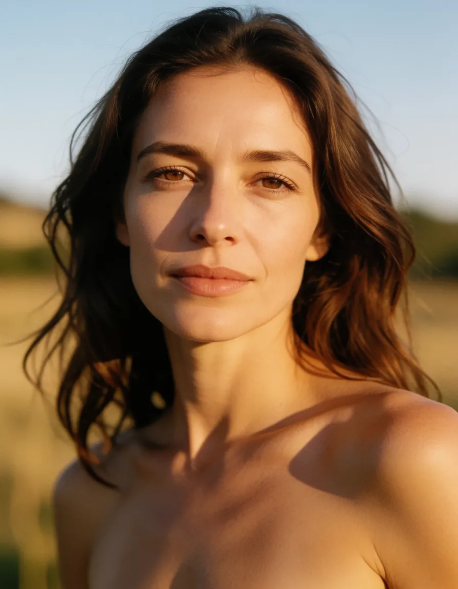 a photograph, naked russian smile slender beauti 40s female huge titt hairy pussy all fours, warm golden afternoon daylight, soft natural shadows, warm amber tones, gentle contrast, fine film grain, smooth clear skin, strikingly beautiful, radiant complexion, early twenties
