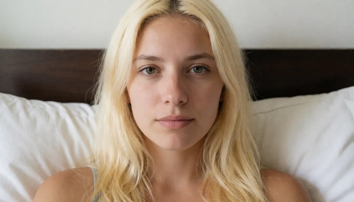 an amateur snapshot, 19yo woman. Perfect cute beautiful Latina woman. Detail skin,Detail penis. very bright blonde hair, smirk expressionless , , bed, perfect beautiful face, fellatio ,, plenty of natural daylight, flat even light, casual unposed snapshot, natural everyday colour, mild noise, natural unretouched skin, strikingly beautiful, radiant complexion, early twenties