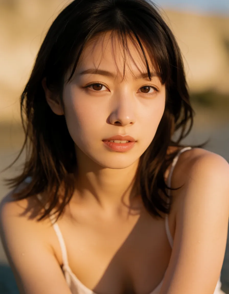 a photograph, naked japanese smile slender beauti 50s female whole body huge titt hairy pussy all fours Showing My Anal, warm golden afternoon daylight, soft natural shadows, warm amber tones, gentle contrast, fine film grain, smooth clear skin, strikingly beautiful, radiant complexion, early twenties