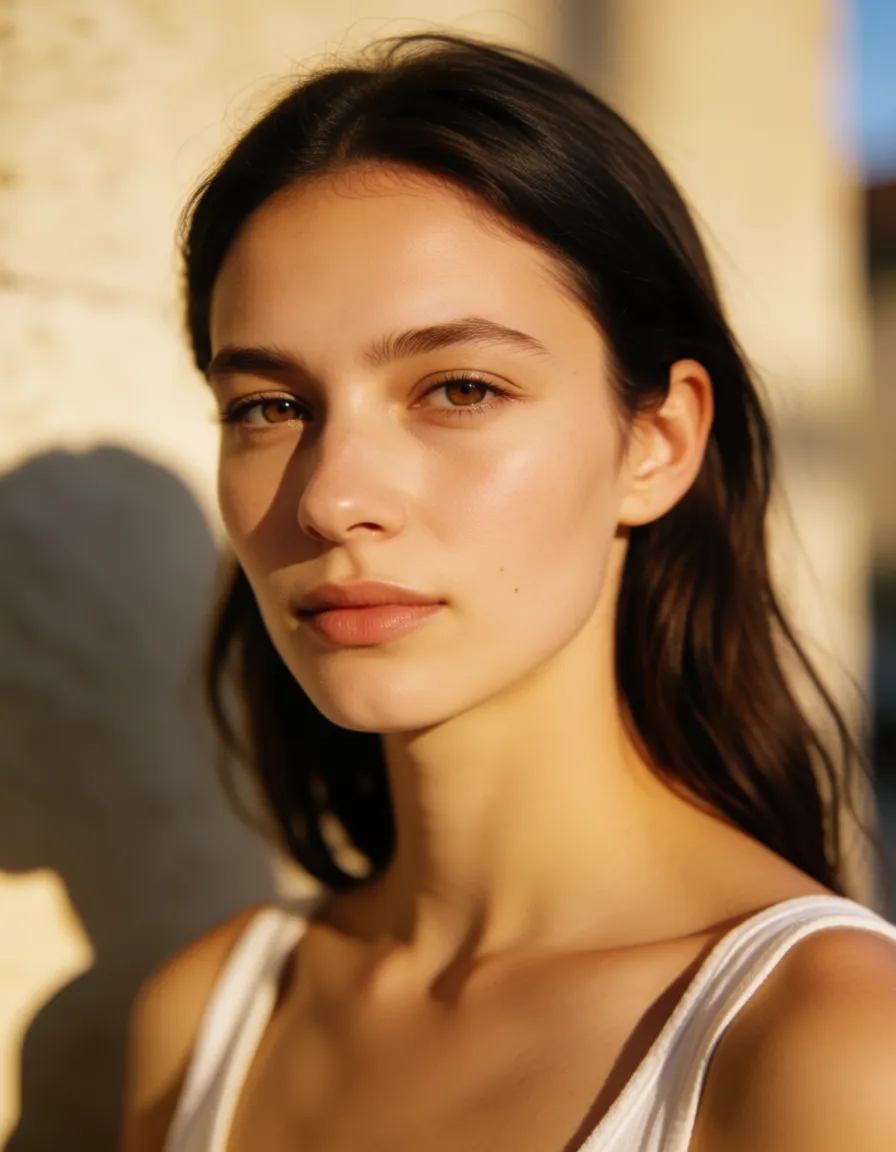a photograph,woman flashing pussy in public, warm golden afternoon daylight, soft natural shadows, warm amber tones, gentle contrast, fine film grain, smooth clear skin, strikingly beautiful, radiant complexion, early twenties