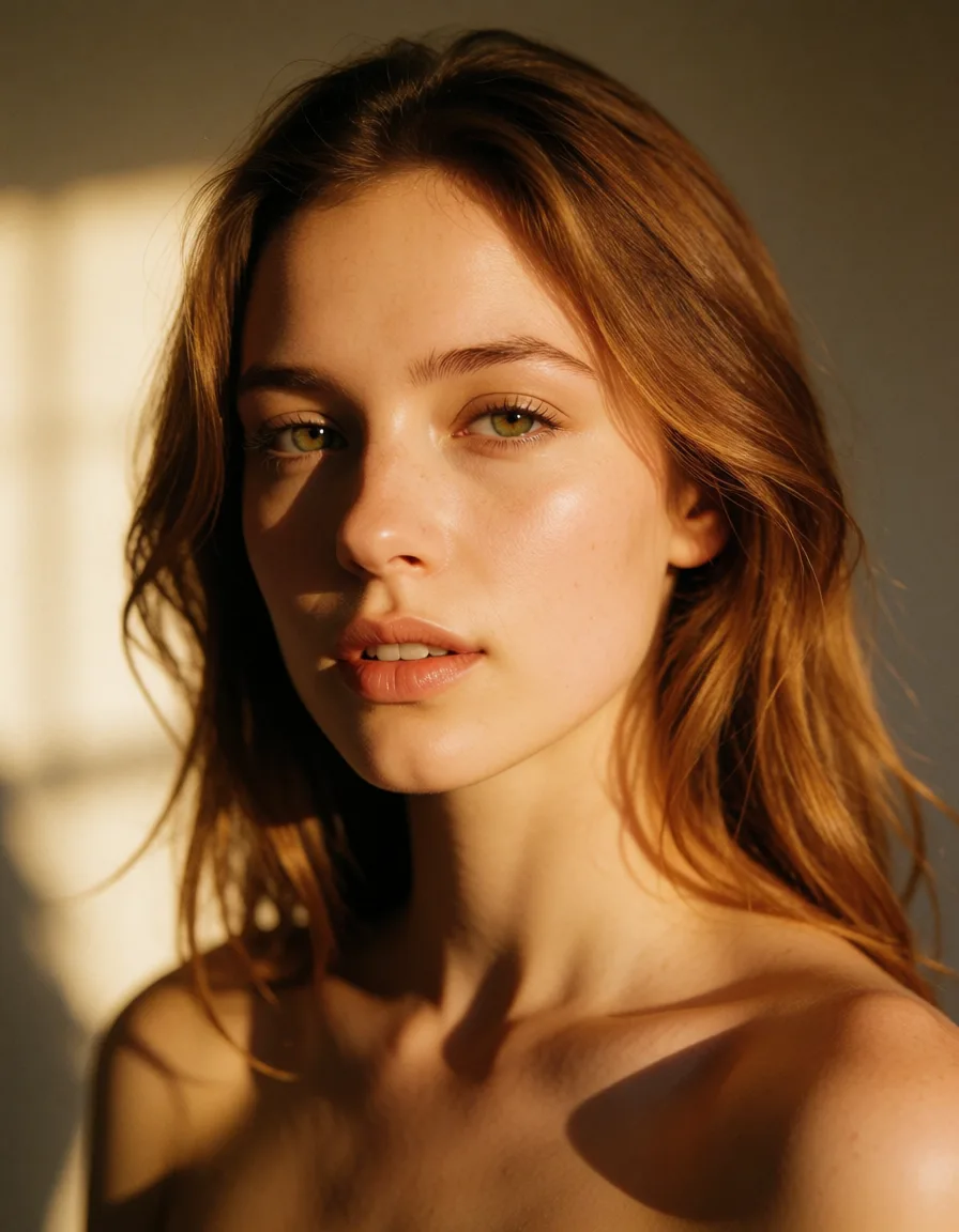 a photograph, Granny who fucks good, warm golden afternoon daylight, soft natural shadows, warm amber tones, gentle contrast, fine film grain, smooth clear skin, strikingly beautiful, radiant complexion, early twenties