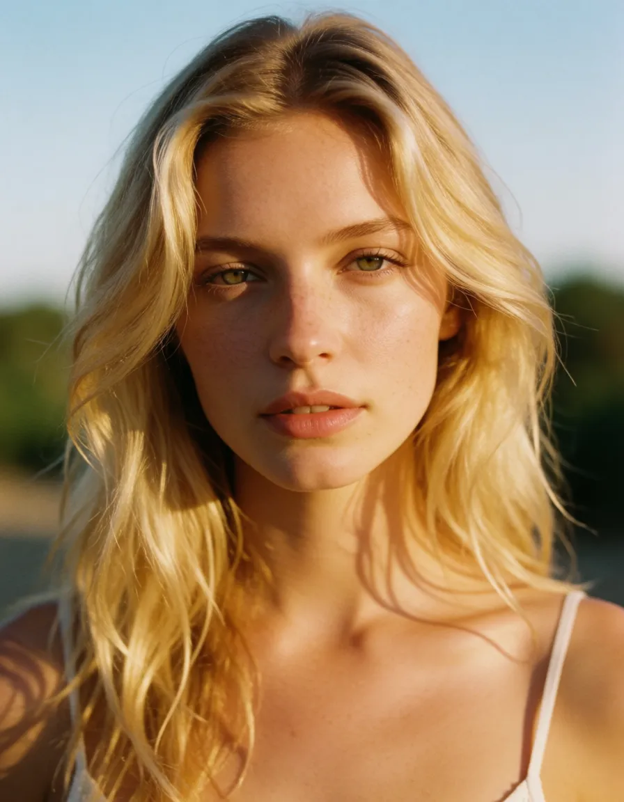 a photograph, Blonde Blazer Invisigal dispatch lesbian strap on sex doggystyle, warm golden afternoon daylight, soft natural shadows, warm amber tones, gentle contrast, fine film grain, smooth clear skin, strikingly beautiful, radiant complexion, early twenties