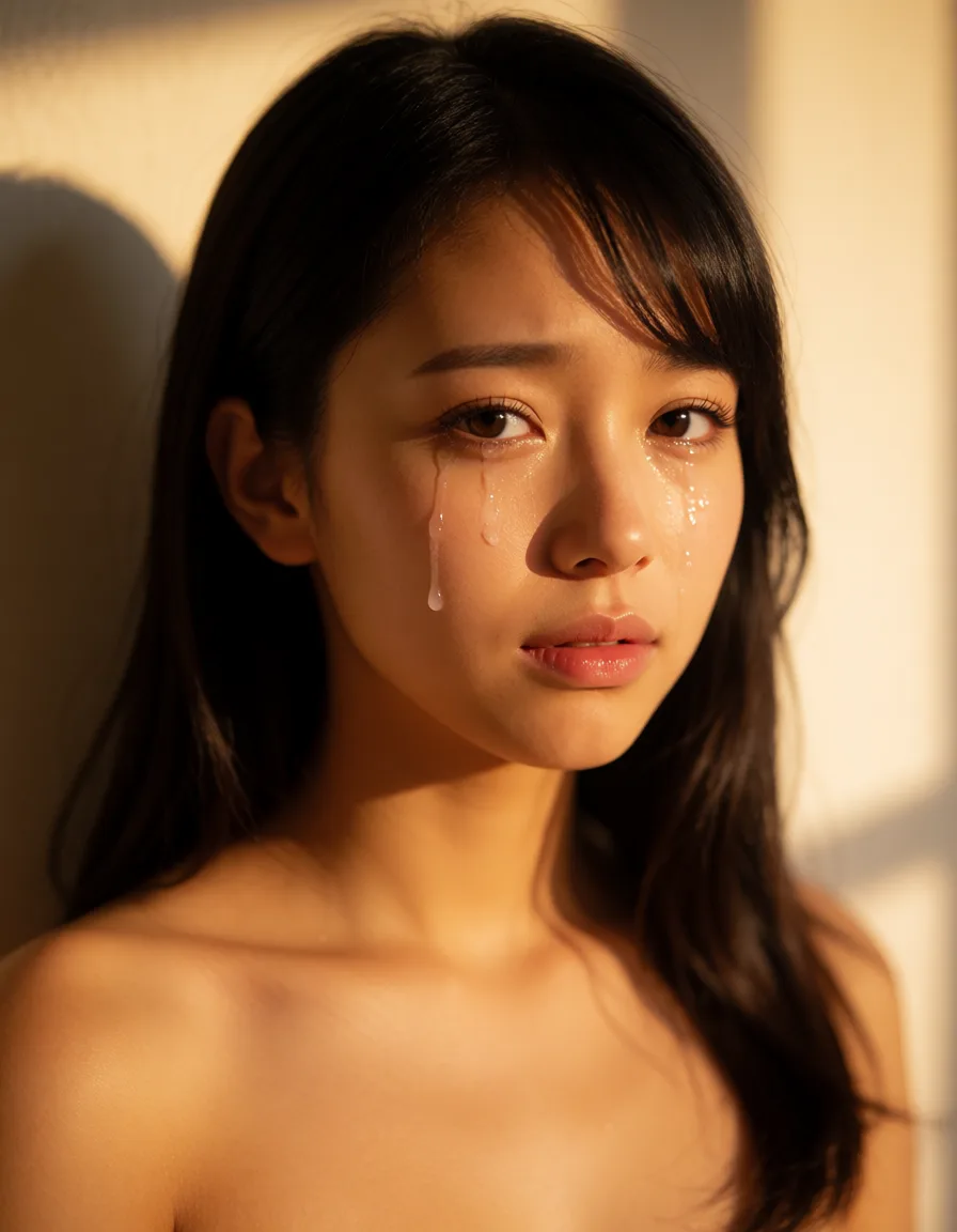 a photograph, Hayase nagatoro get pussy sex shes crying, warm golden afternoon daylight, soft natural shadows, warm amber tones, gentle contrast, fine film grain, smooth clear skin, strikingly beautiful, radiant complexion, early twenties