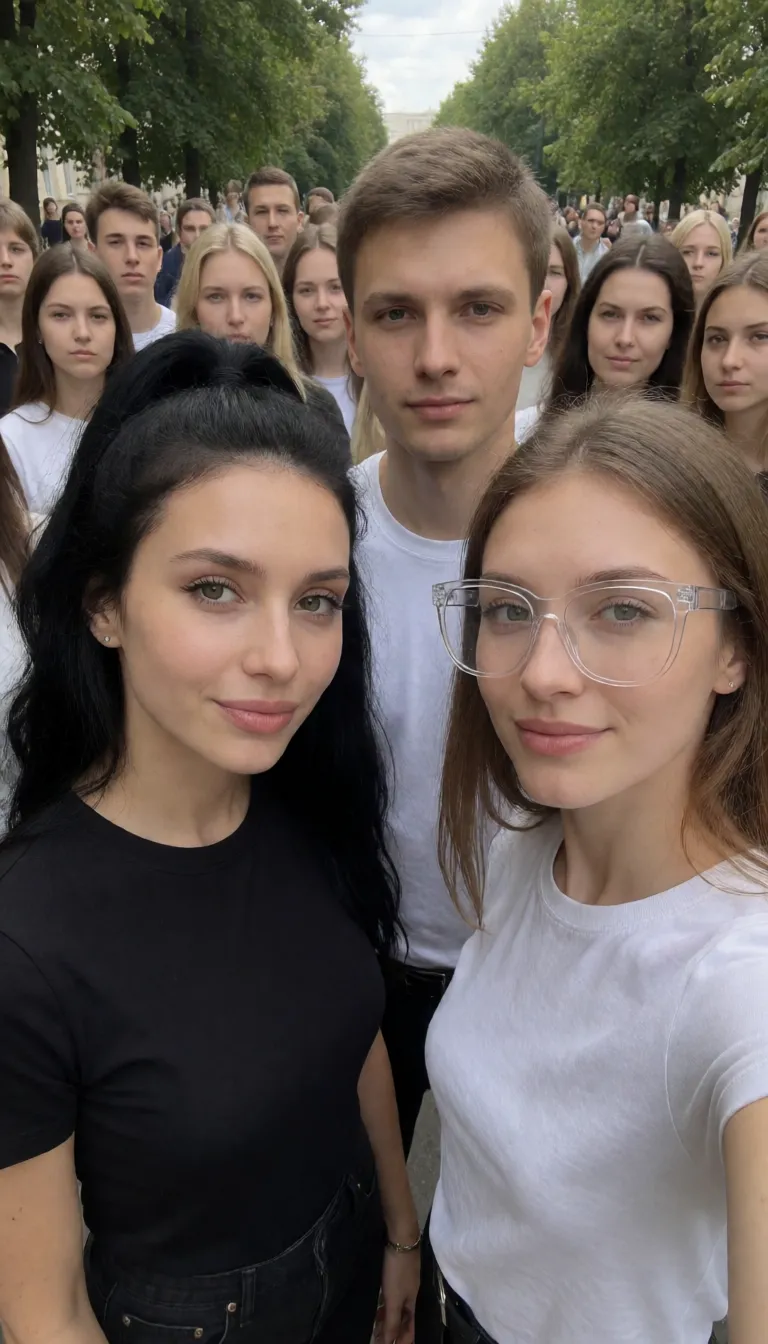 an amateur snapshot, Брюнетка черные волосы, огромная большая подтянутая голая грудь, мускулистое загорелое смазано гелем тело , Чокер, ремень, подтяжки, прическа высокий хвост , скулы, длинные ресницы, пухлые большие губы, высокие латексные сапоги, пышные ягодицы, татуировки, яркий макияж, прозрачные очки, большие кольца серьги, пирсинг в сосках, напульсники. В институте , стоит на коленях и сосет два Мега гигантских огромных члена у учителей мужчин , зрители смотрят на них, plenty of natural daylight, flat even light, casual unposed snapshot, natural everyday colour, mild noise, natural unretouched skin, strikingly beautiful, radiant complexion, early twenties