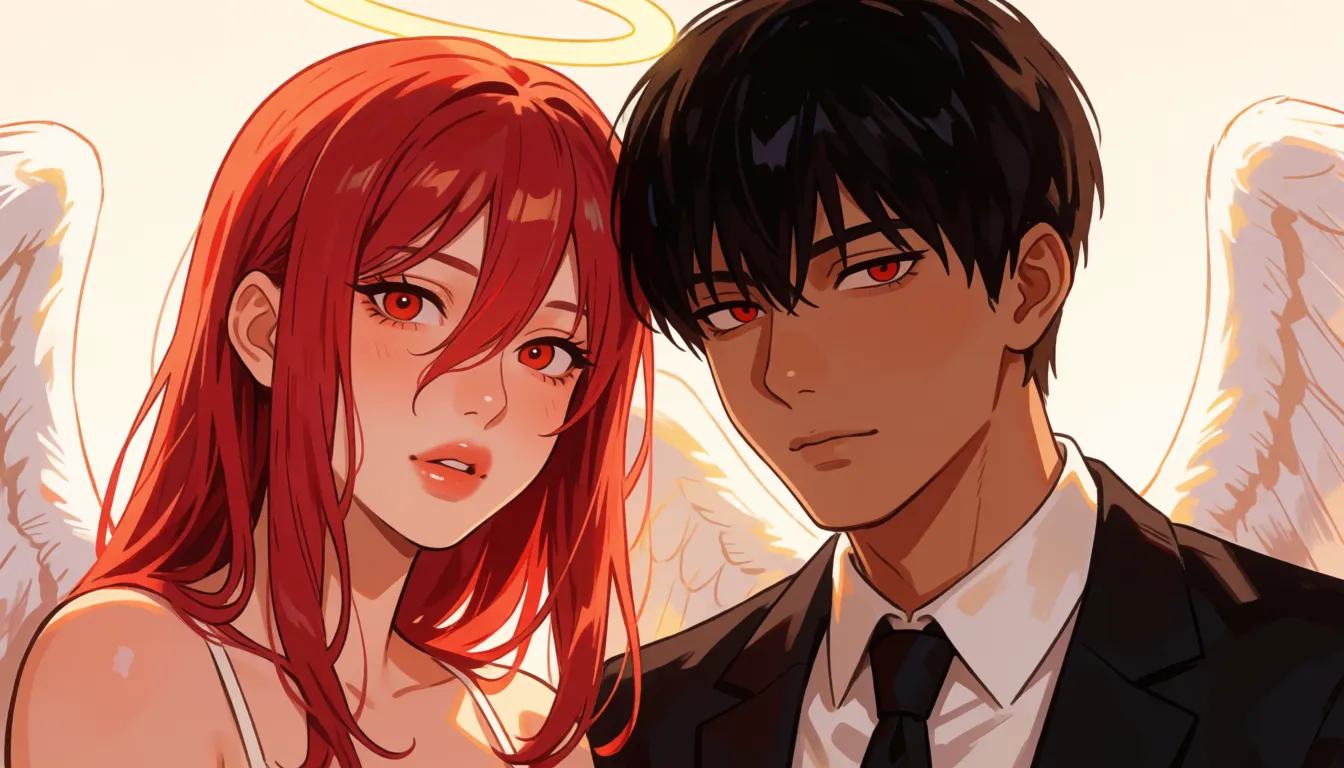 hentai anime art, 1femboy , 1boy , angel_devil_(chainsaw_man) , red hair , long hair , very pale skin , halo , angel_wings , male , anal , anal_sex , gay_sex , doggystyle , faceless_male , dark-skinned_male , interracial , black_penis_in_ass , naughty_face , anal_fluids , yaoi , male_only ,, clean lineart, smooth cel shading, glossy highlights, saturated warm colour, drawn illustration, strikingly beautiful, radiant complexion, early twenties
