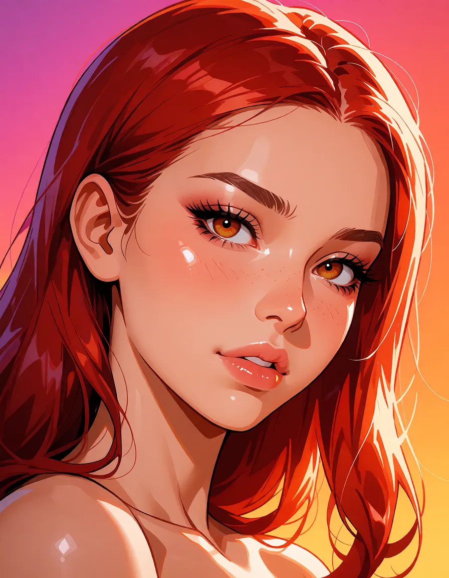hentai anime art, Eris Greyrat,, clean lineart, smooth cel shading, glossy highlights, saturated warm colour, drawn illustration, strikingly beautiful, radiant complexion, early twenties